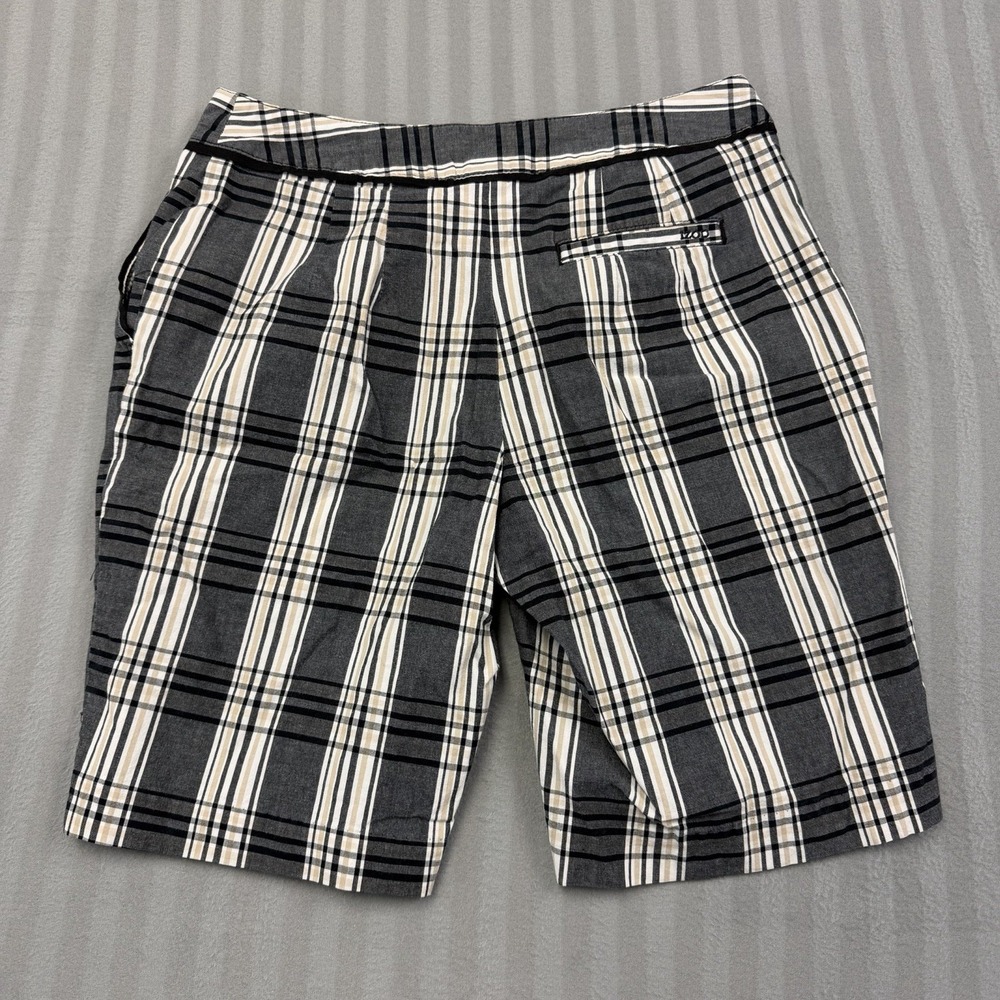 Izod Stretch Golf Shorts Womens Adult Size4 Black White Plaid Golf Tennis - Picture 3 of 3